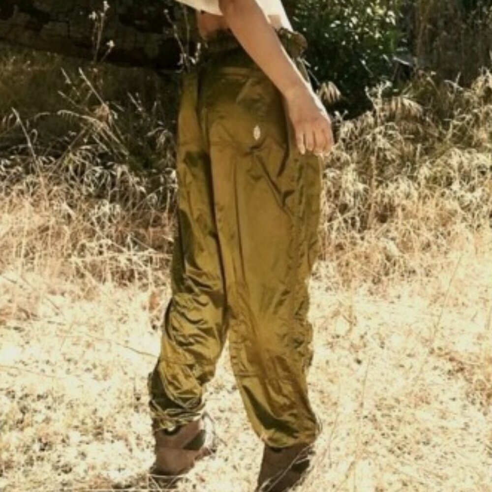 FP Movement Back to the Future Metallic Green Lightweight Parachute Pants XS - Picture 2 of 10